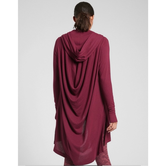 Athleta Harmony Wrap in Bell Burgundy Hooded Cardigan NWT SZ XS - Picture 3 of 11